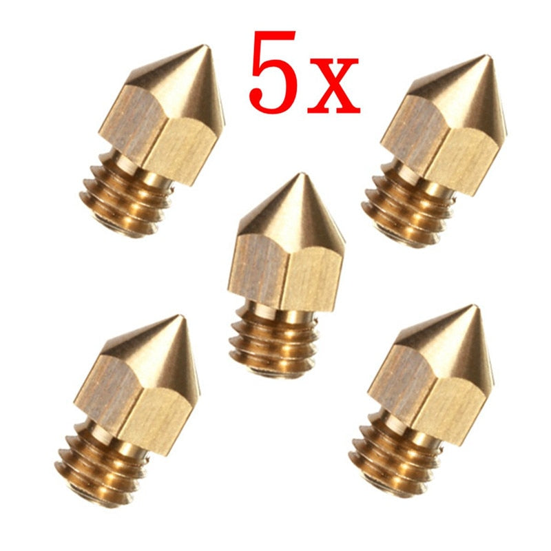 5pcs/lot 0.4mm Brass Mk8 Nozzle for For 1.75MM Filament MakerBot Replacement Print Head Extruder 3D Printer parts