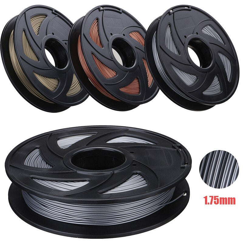 Best Promotion Aluminum/Bronze/Copper Color 1.75mm 0.5kg PLA Filament For RepRap 3D Printer Materials High Quality