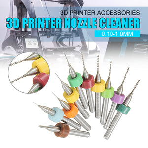 GEEETECH 10pcs/Set 0.1-1.0mm Solid Carbide PCB Drill Bit Nozzle Cleaning Cleaner for Extruder RepRap 3D Printer Accessories Part